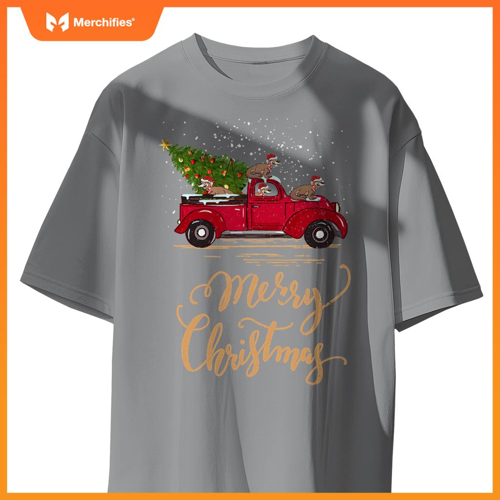 Otter Driving Christmas Tree Truck Otter Christmas T-Shirt
