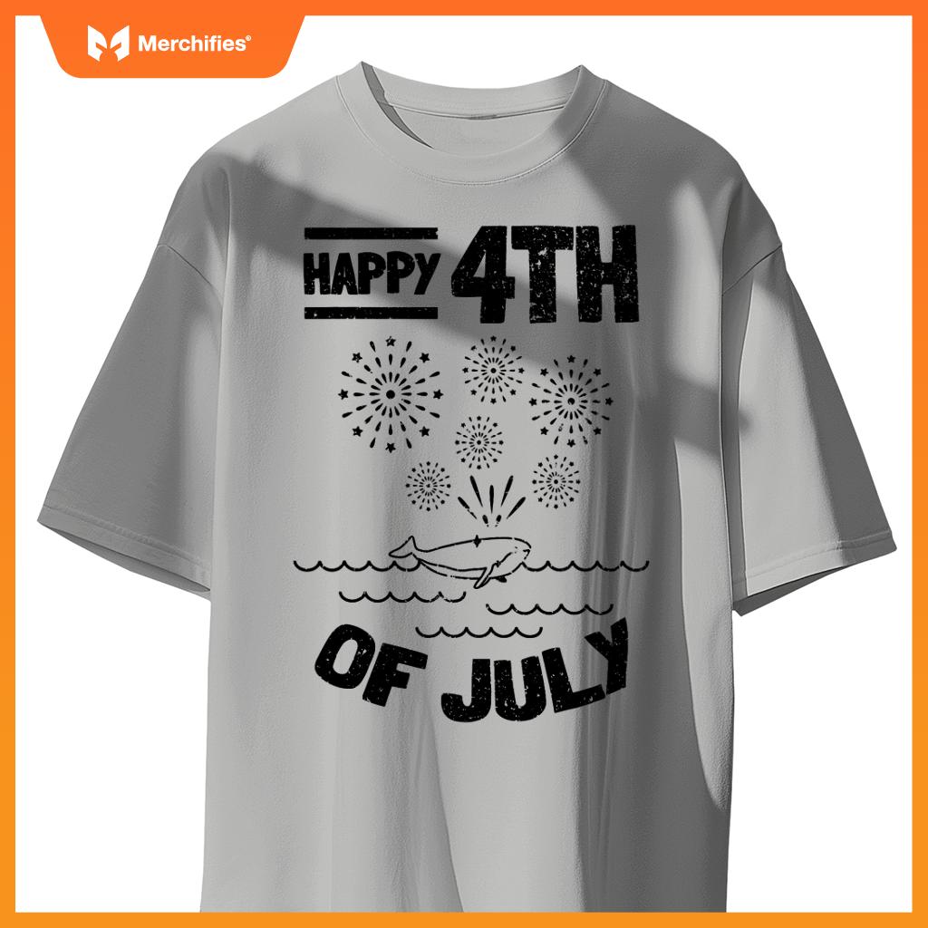 Patriotic american 4th of july whale happy 4th of july T-Shirt