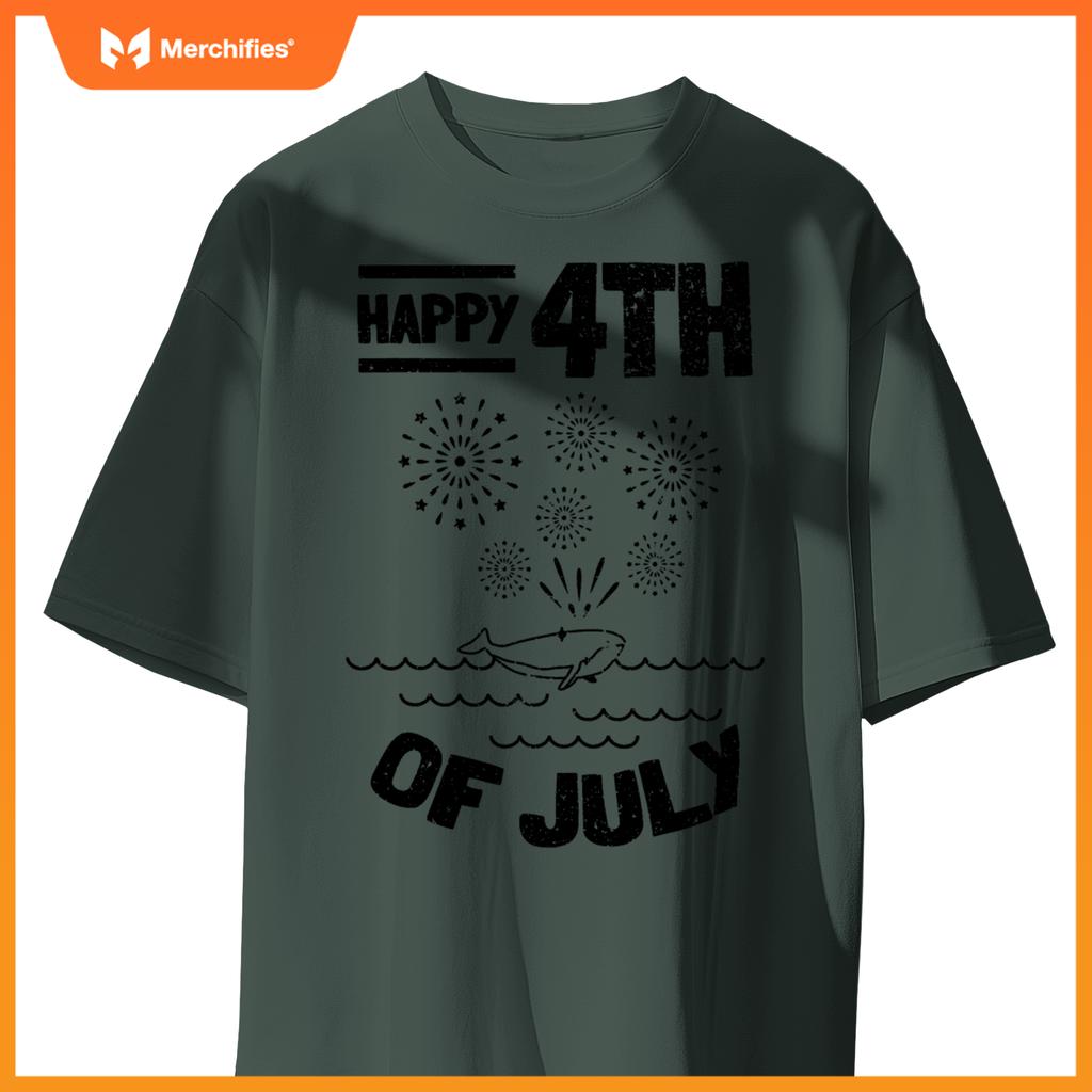 Patriotic american 4th of july whale happy 4th of july T-Shirt