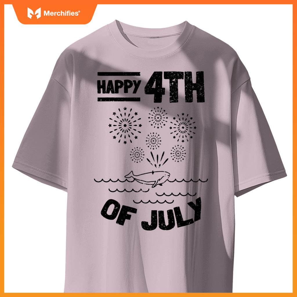 Patriotic american 4th of july whale happy 4th of july T-Shirt