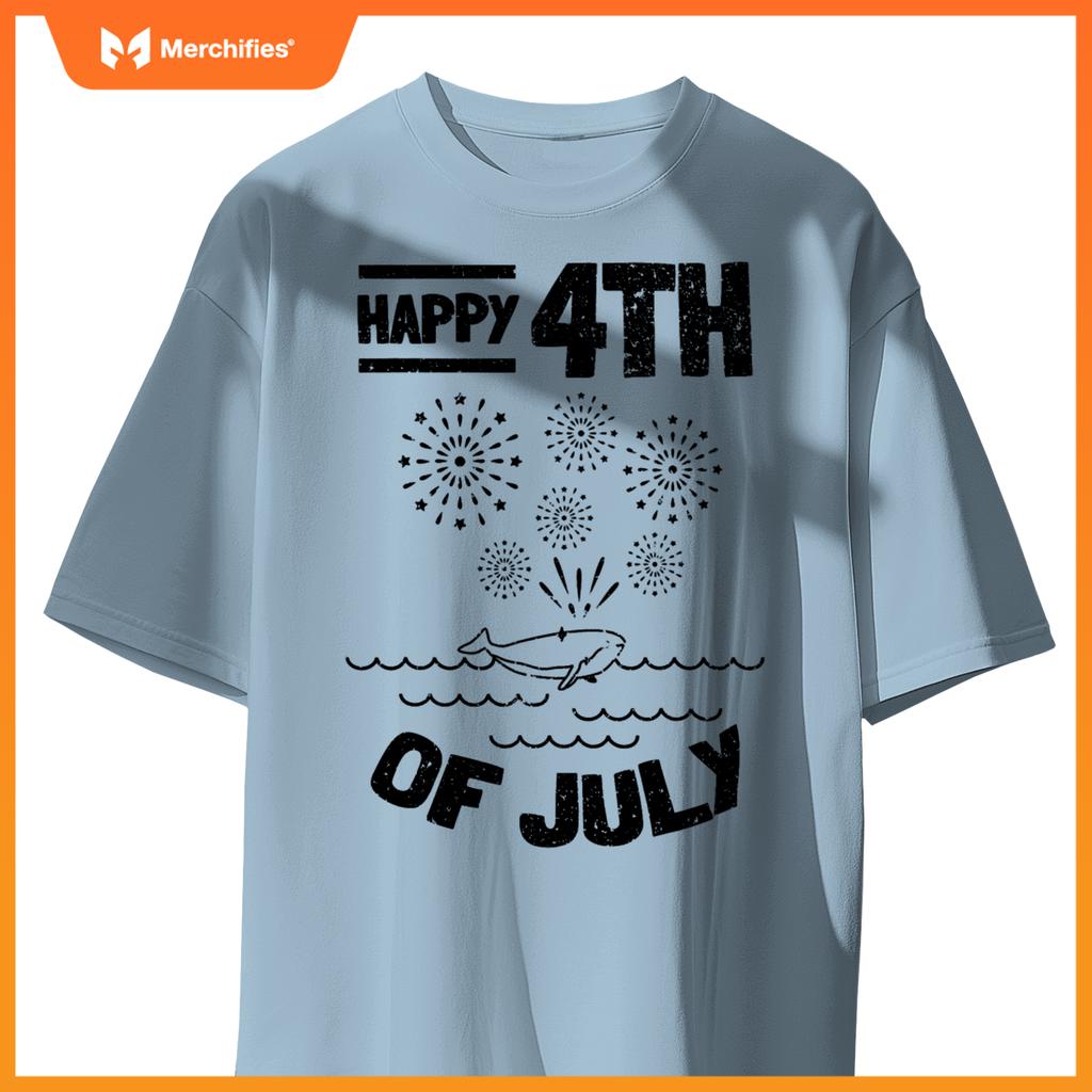 Patriotic american 4th of july whale happy 4th of july T-Shirt