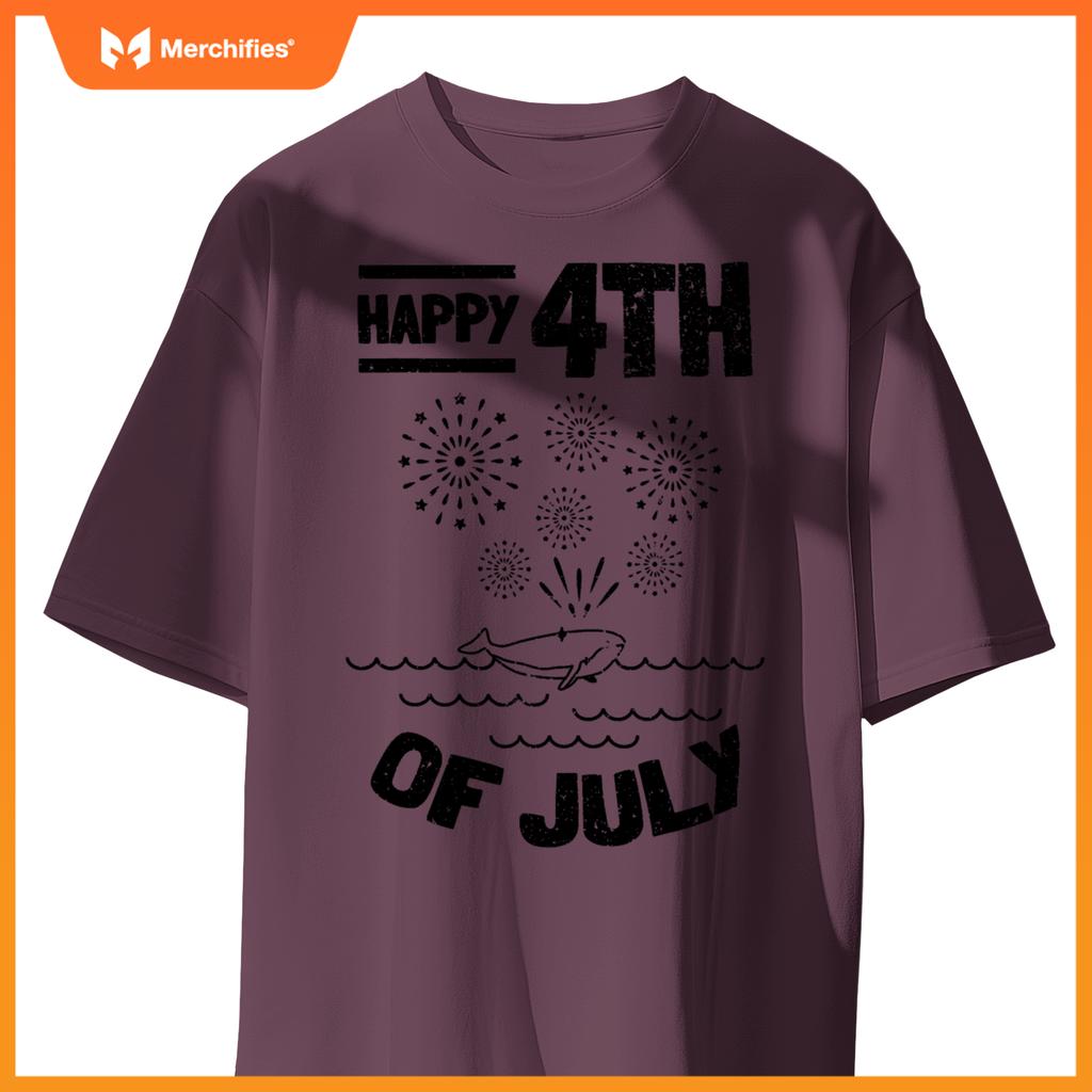 Patriotic american 4th of july whale happy 4th of july T-Shirt