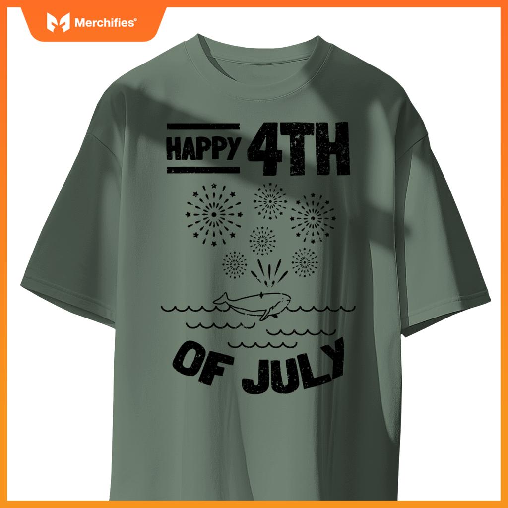 Patriotic american 4th of july whale happy 4th of july T-Shirt