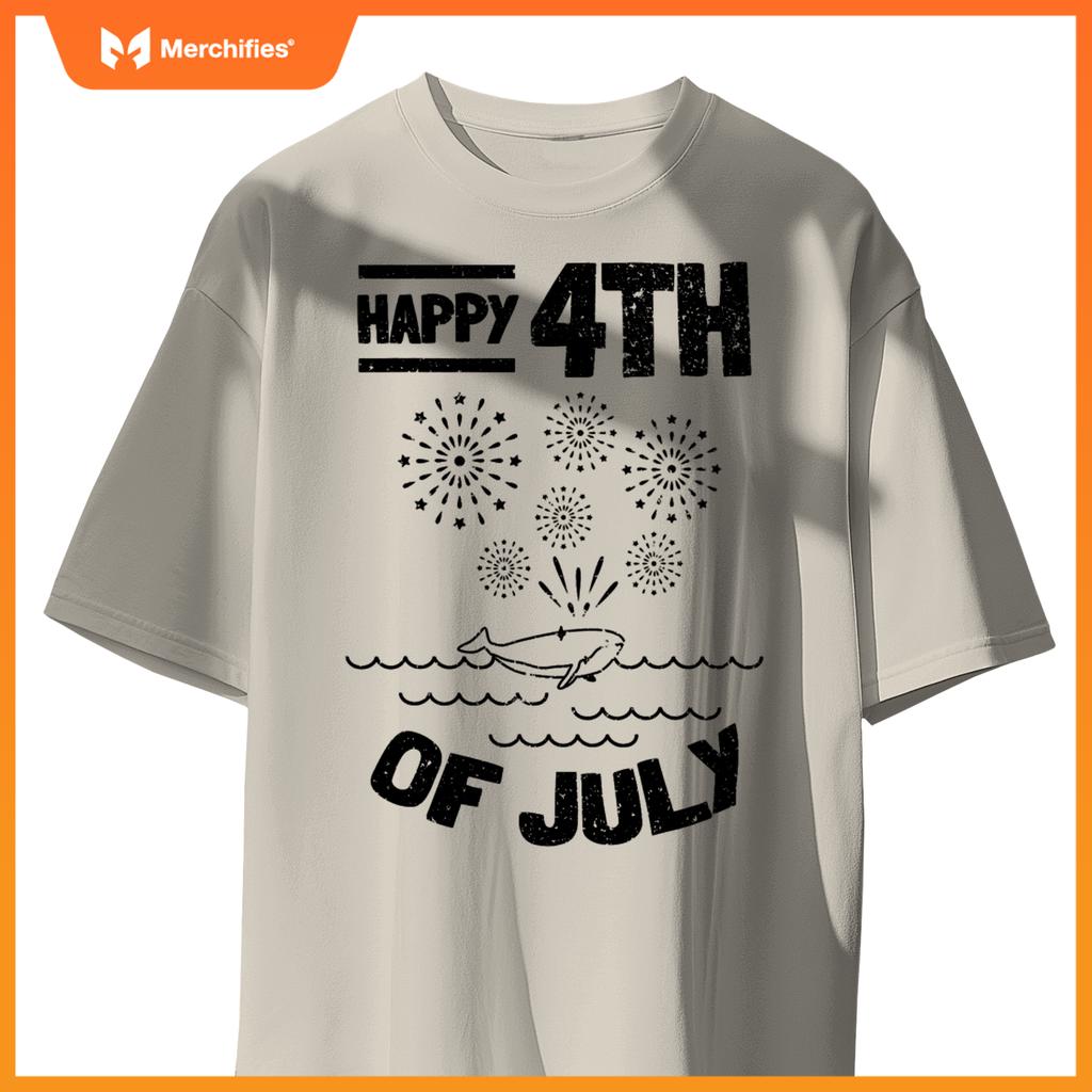 Patriotic american 4th of july whale happy 4th of july T-Shirt