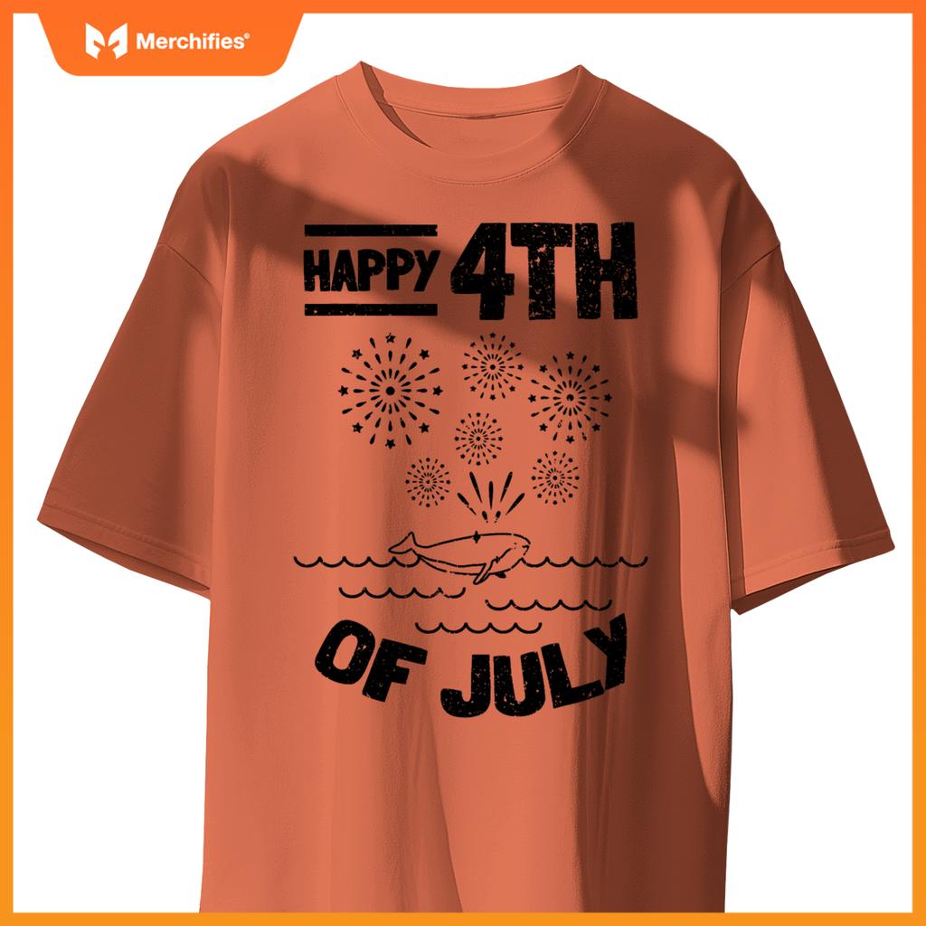 Patriotic american 4th of july whale happy 4th of july T-Shirt