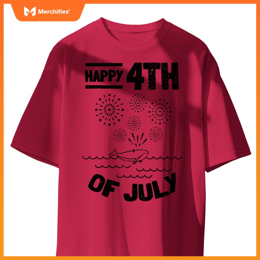 Patriotic american 4th of july whale happy 4th of july T-Shirt
