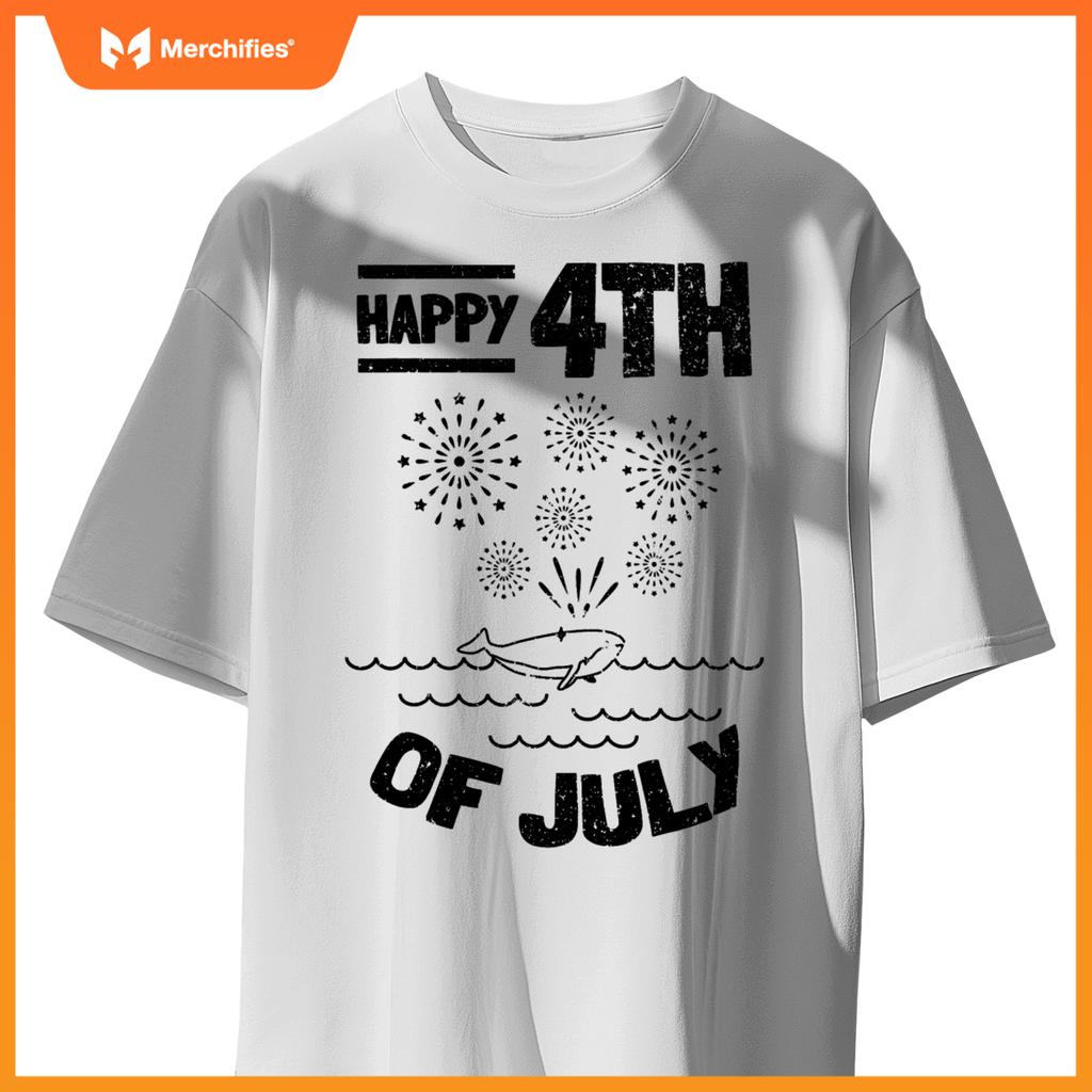 Patriotic american 4th of july whale happy 4th of july T-Shirt