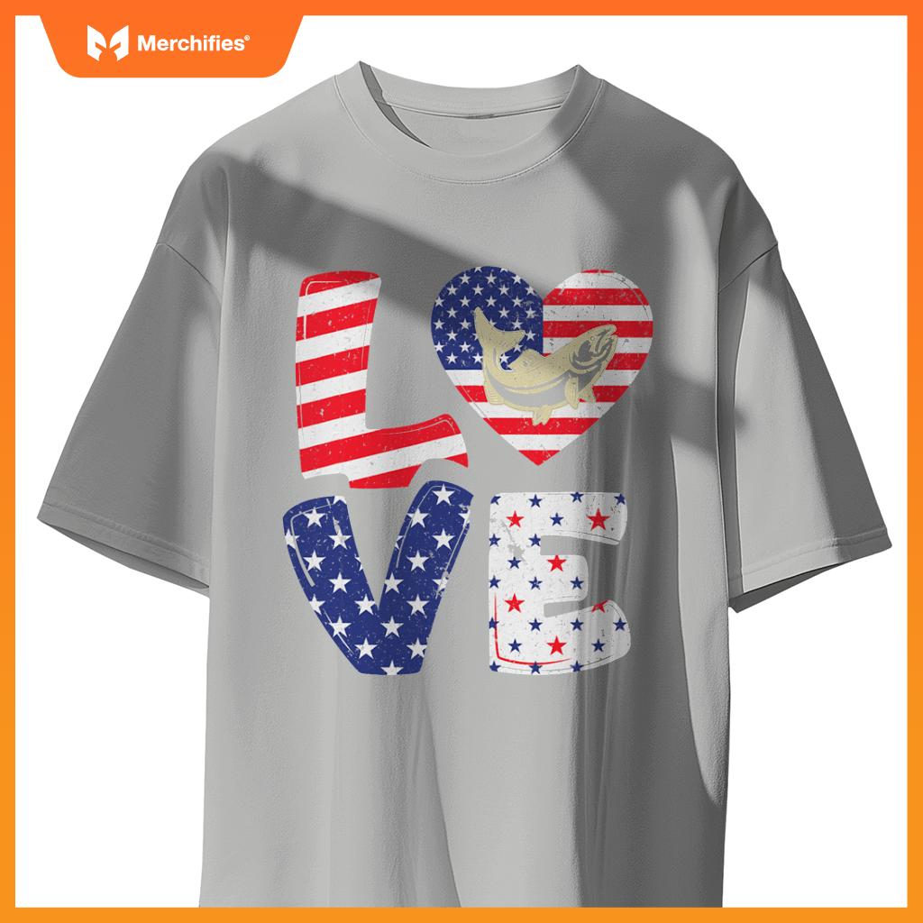 Patriotic american flag  salmon 4th of july T-Shirt