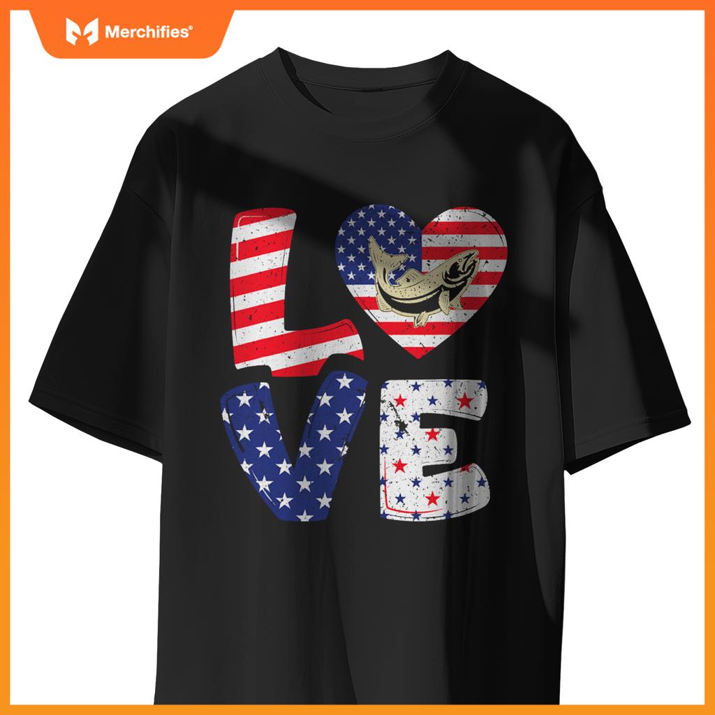 Patriotic american flag  salmon 4th of july T-Shirt
