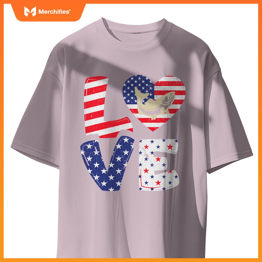 Patriotic american flag  salmon 4th of july T-Shirt