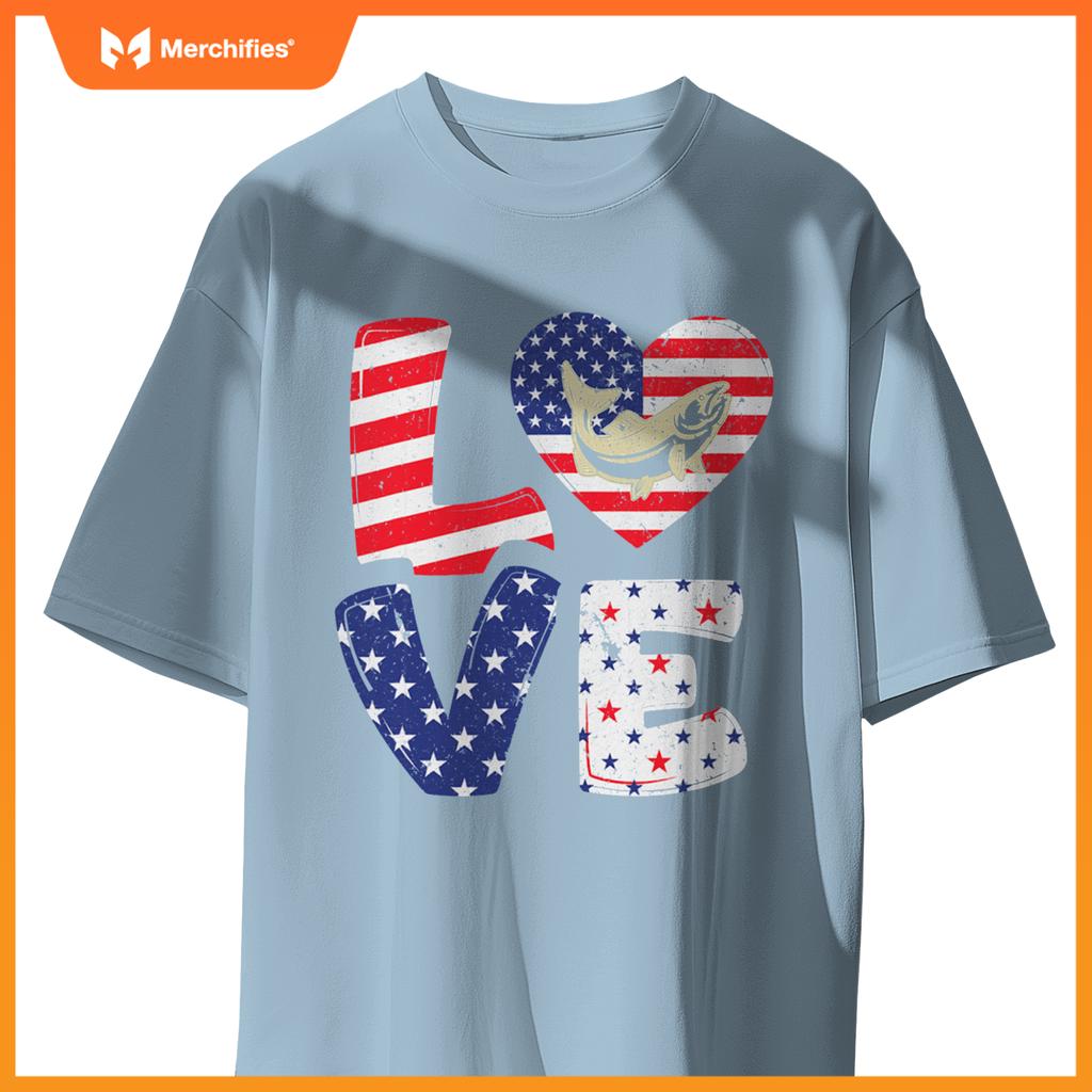 Patriotic american flag  salmon 4th of july T-Shirt