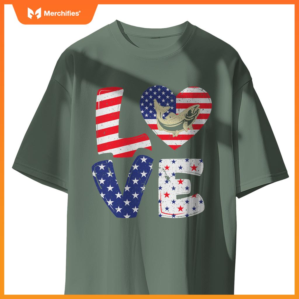 Patriotic american flag  salmon 4th of july T-Shirt