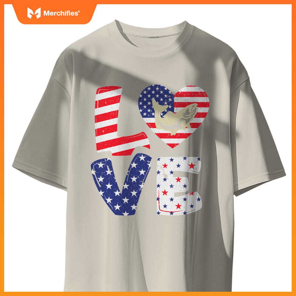 Patriotic american flag  salmon 4th of july T-Shirt