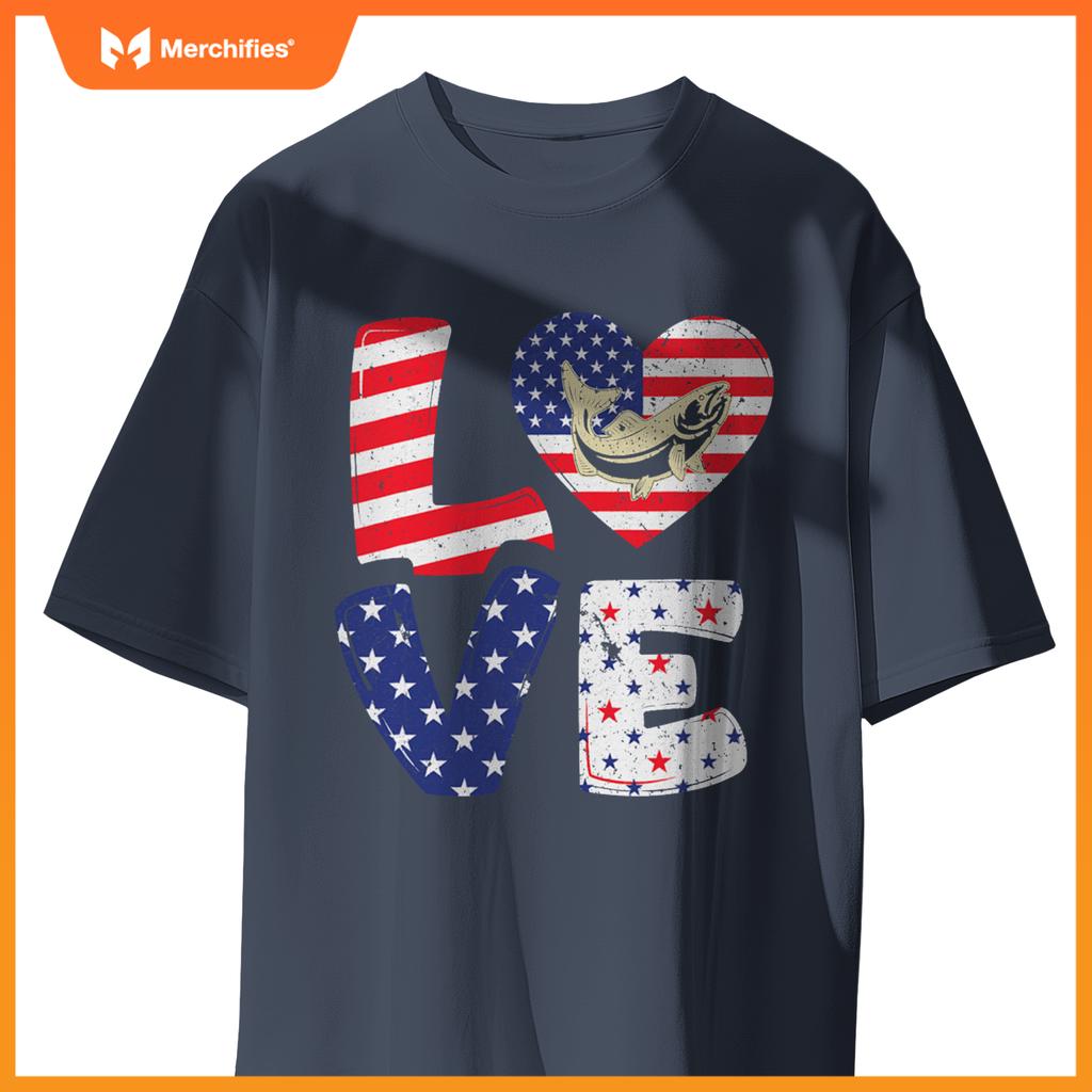 Patriotic american flag  salmon 4th of july T-Shirt
