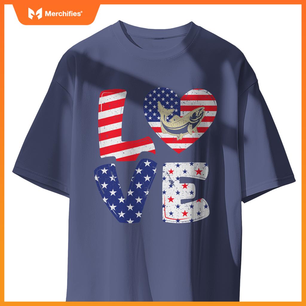 Patriotic american flag  salmon 4th of july T-Shirt