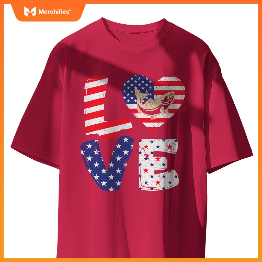 Patriotic american flag  salmon 4th of july T-Shirt