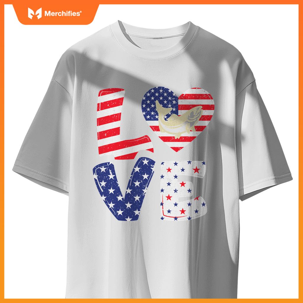 Patriotic american flag  salmon 4th of july T-Shirt