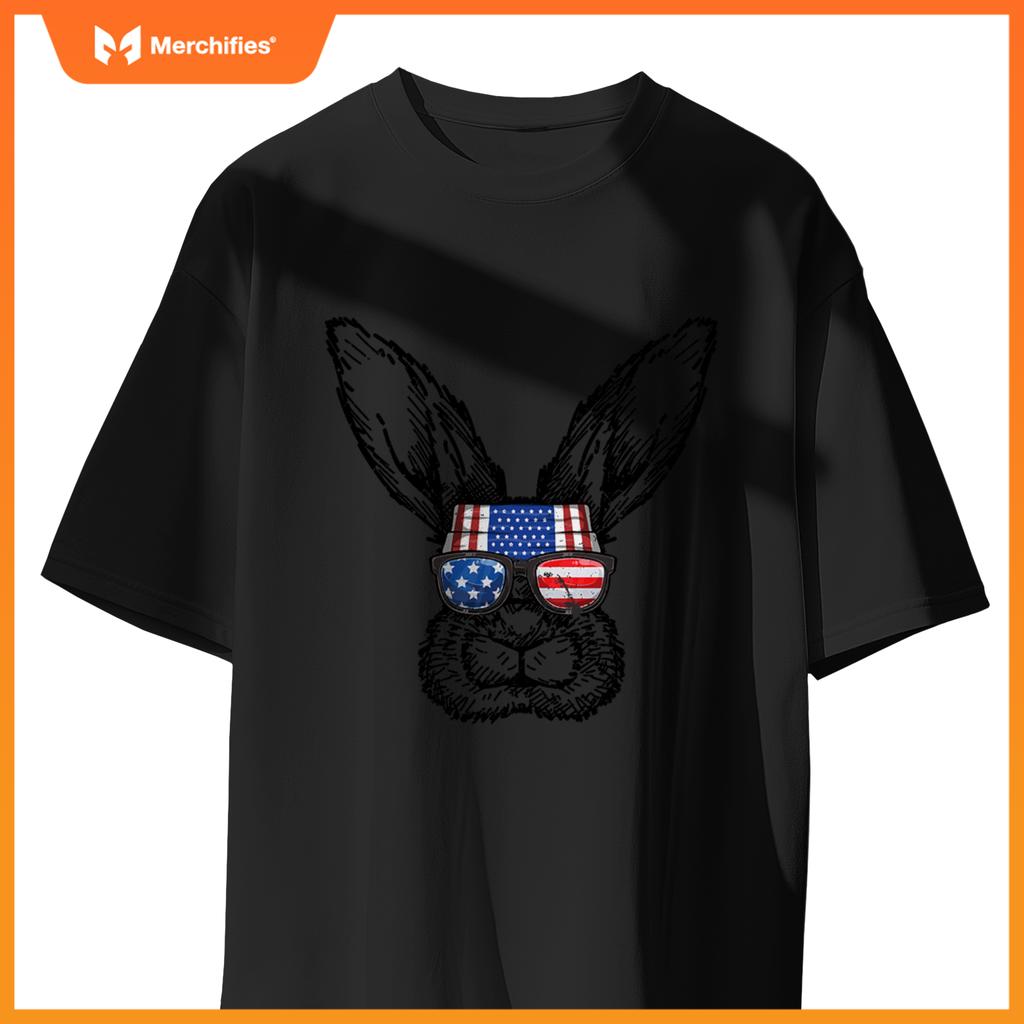 Patriotic bunny american flag usa  4th of july rabbit T-Shirt