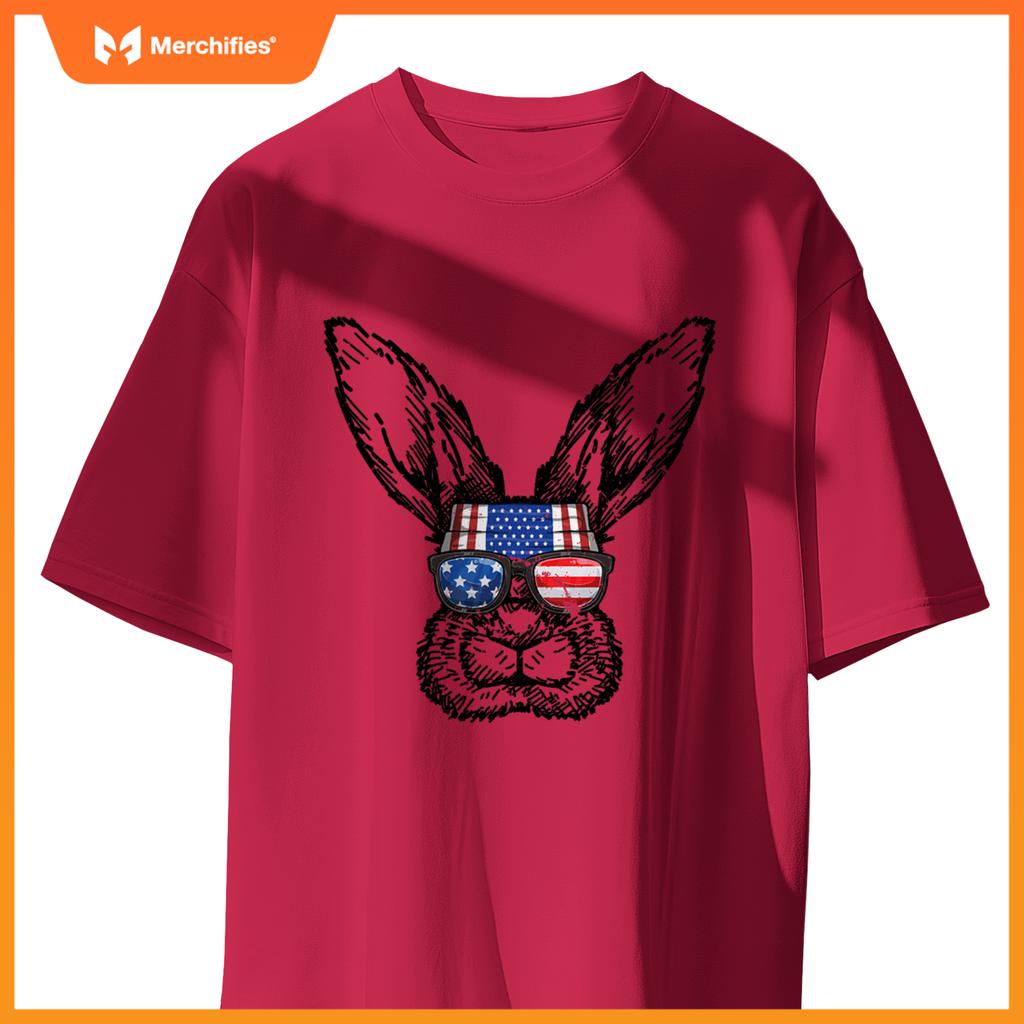 Patriotic bunny american flag usa  4th of july rabbit T-Shirt