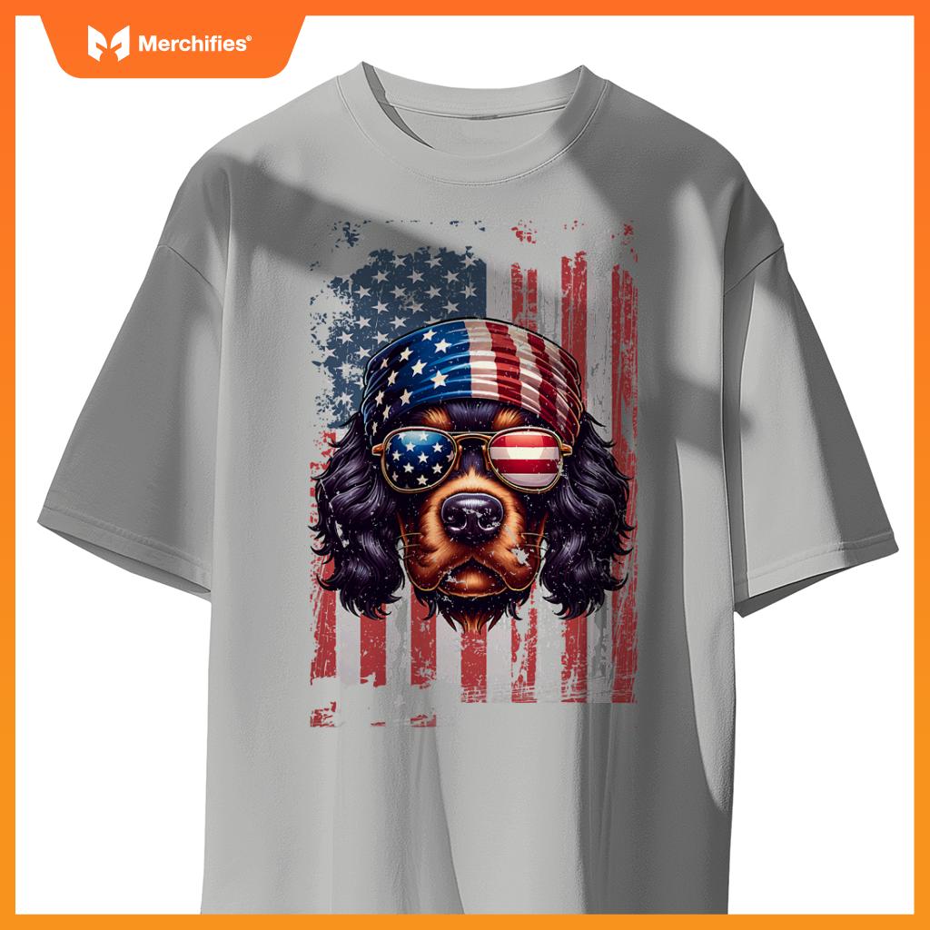 Patriotic cavalier king charles spaniel dog us independence T-Shirt