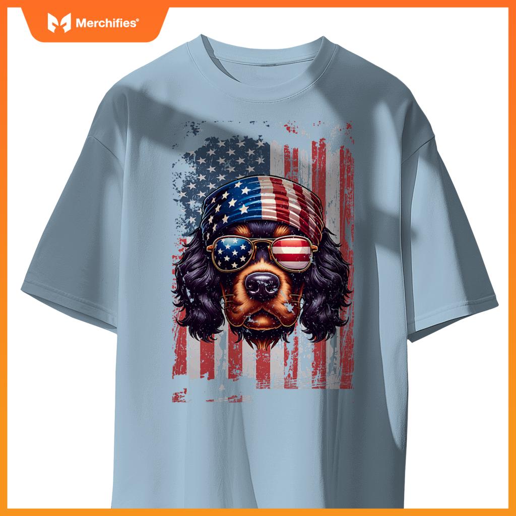 Patriotic cavalier king charles spaniel dog us independence T-Shirt
