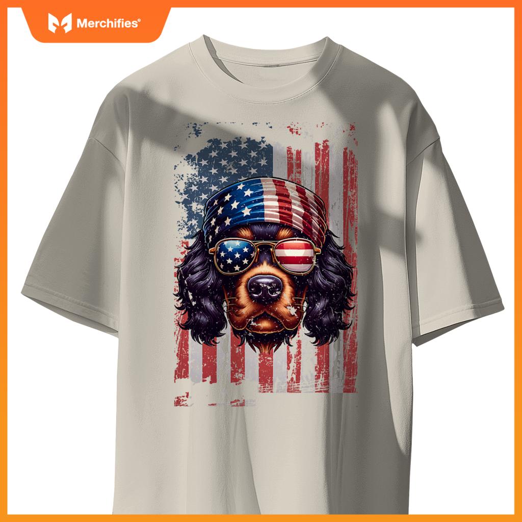 Patriotic cavalier king charles spaniel dog us independence T-Shirt