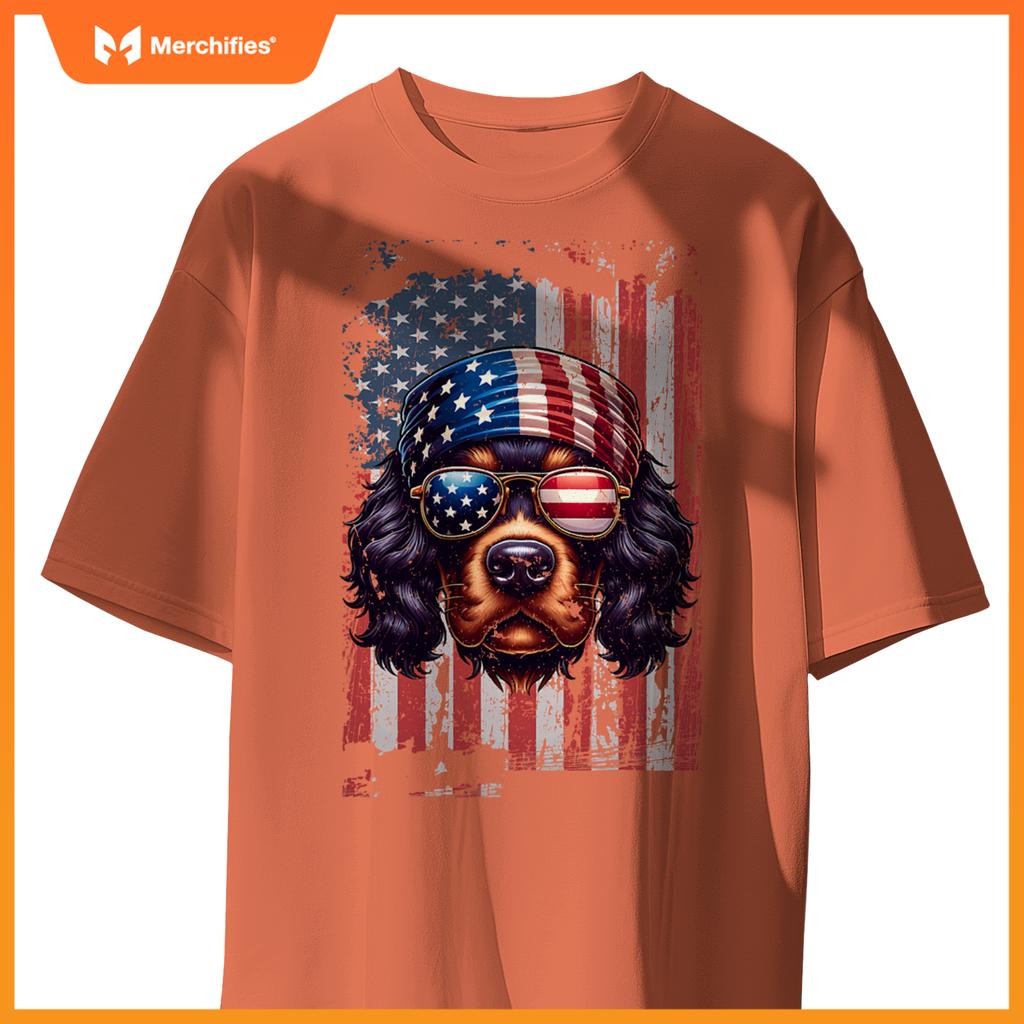 Patriotic cavalier king charles spaniel dog us independence T-Shirt
