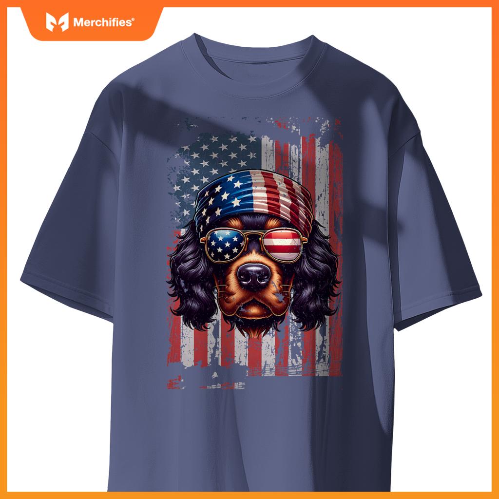 Patriotic cavalier king charles spaniel dog us independence T-Shirt