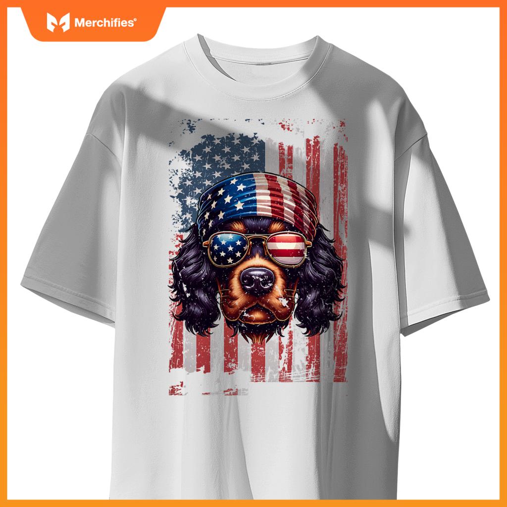 Patriotic cavalier king charles spaniel dog us independence T-Shirt