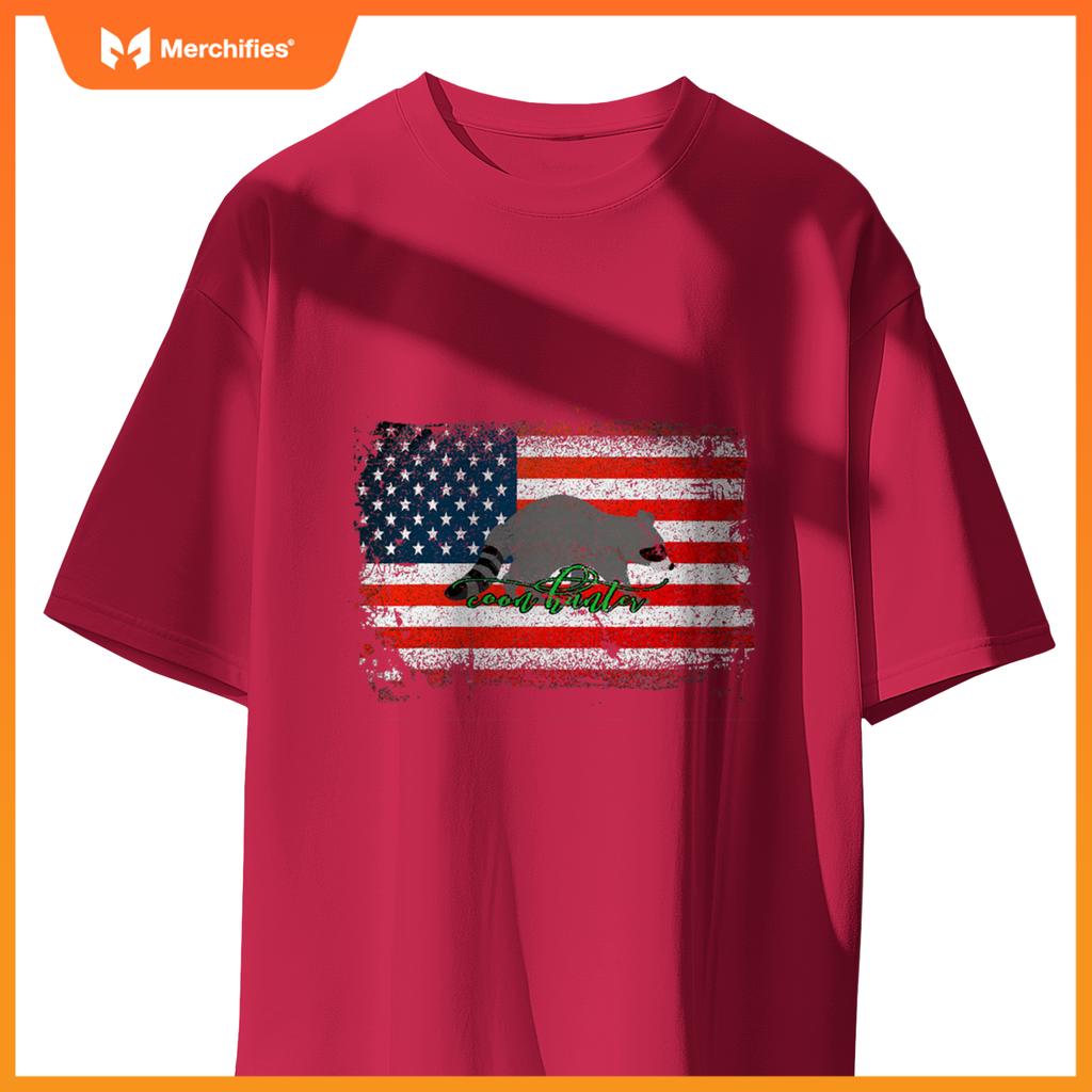 Patriotic coon hunter night life raccoon hunting distressed T-Shirt