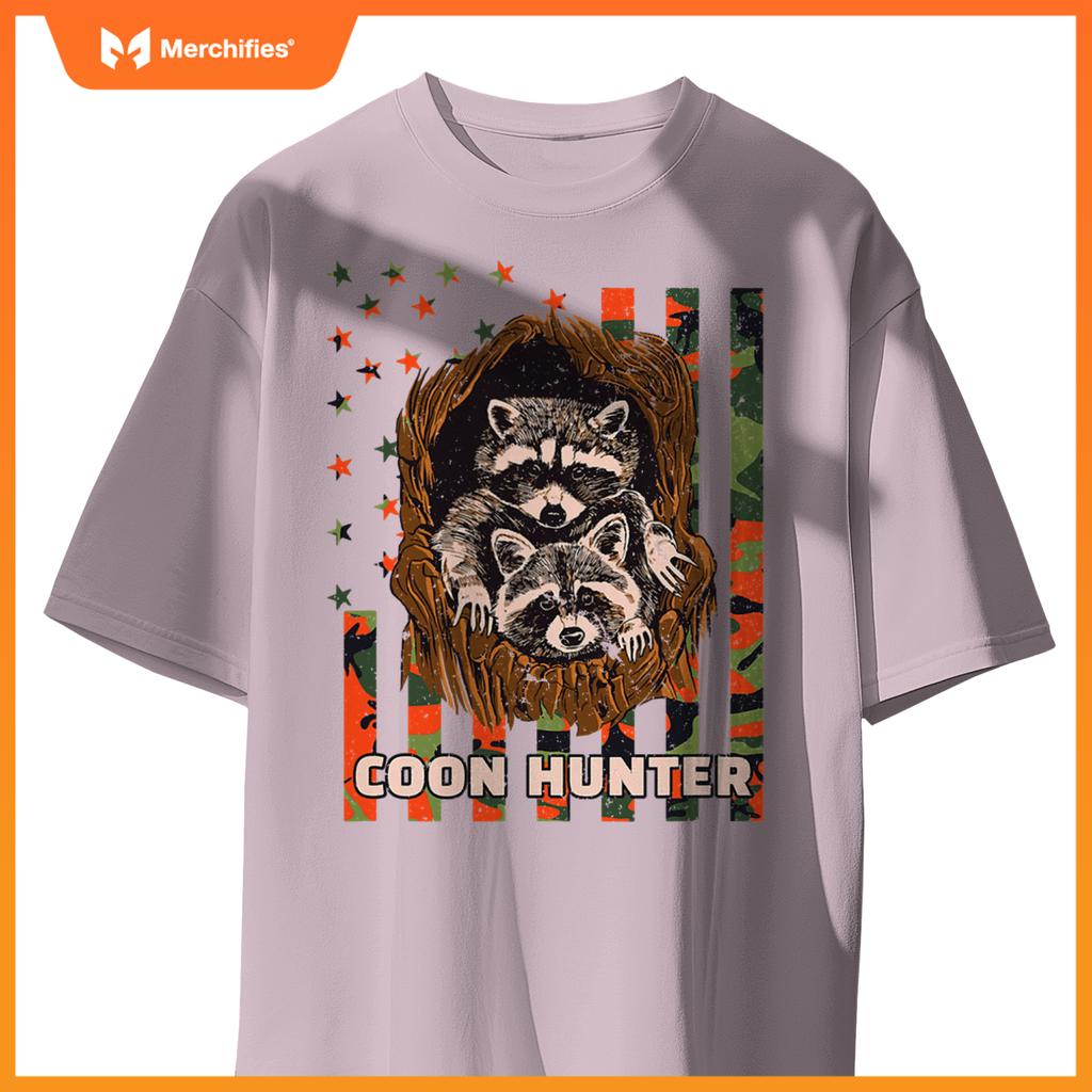 Patriotic coon hunter raccoon american flag T-Shirt
