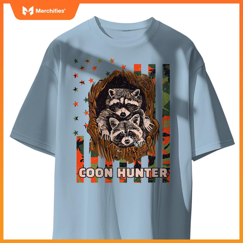 Patriotic coon hunter raccoon american flag T-Shirt