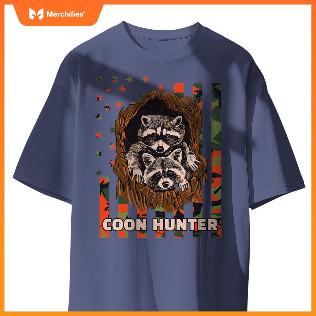Patriotic coon hunter raccoon american flag T-Shirt