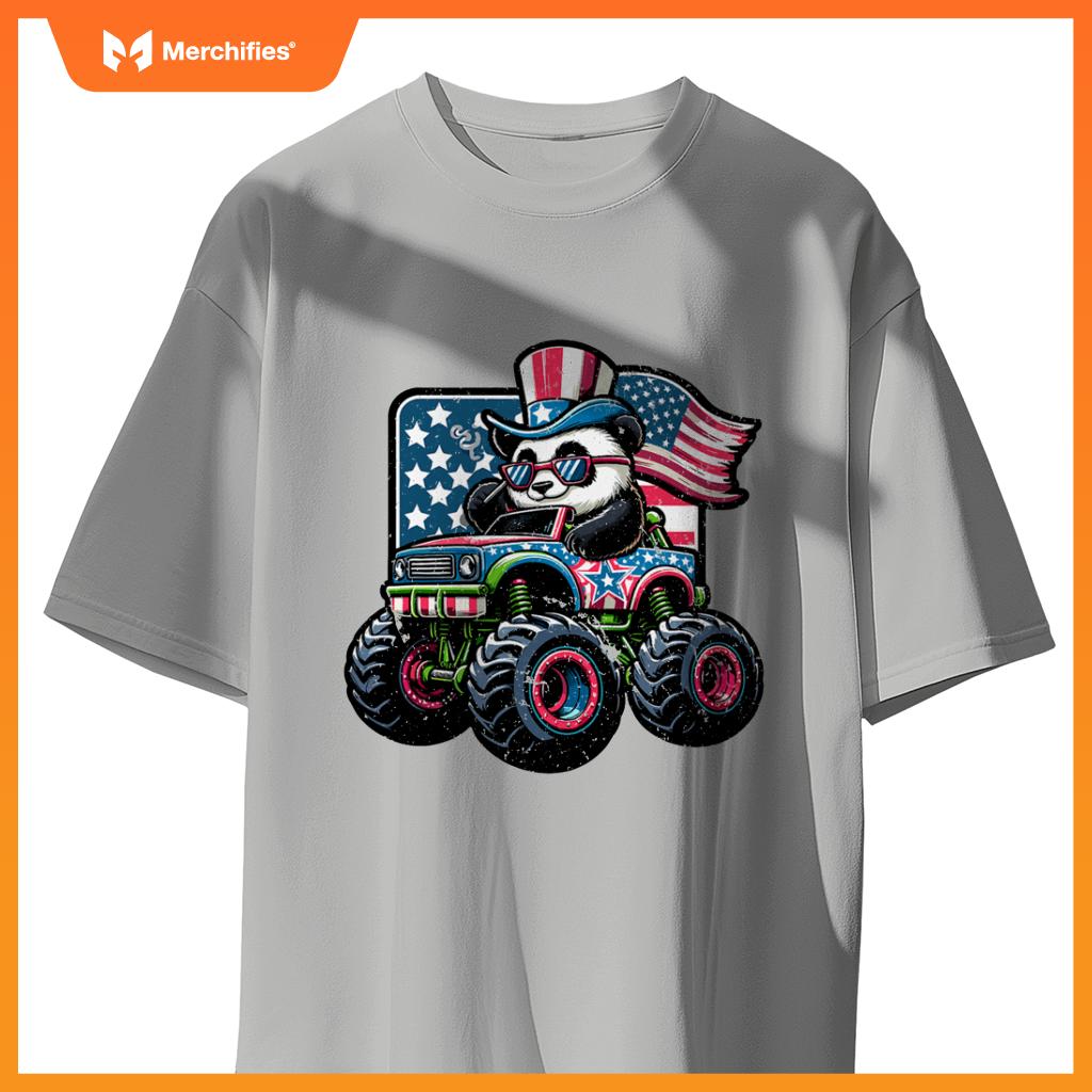 Patriotic panda 4th july monster truck american T-Shirt