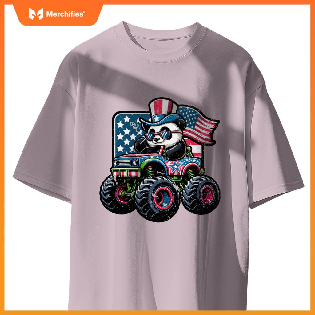 Patriotic panda 4th july monster truck american T-Shirt