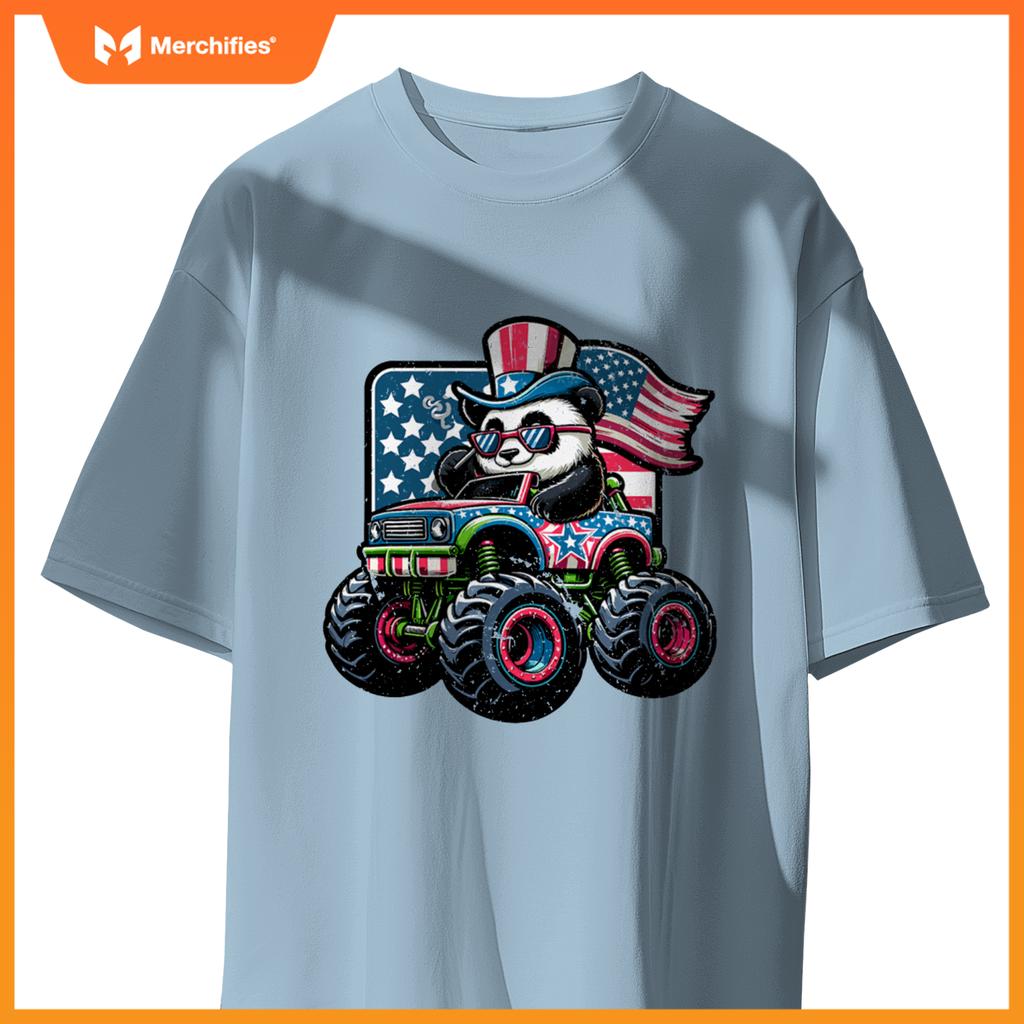 Patriotic panda 4th july monster truck american T-Shirt