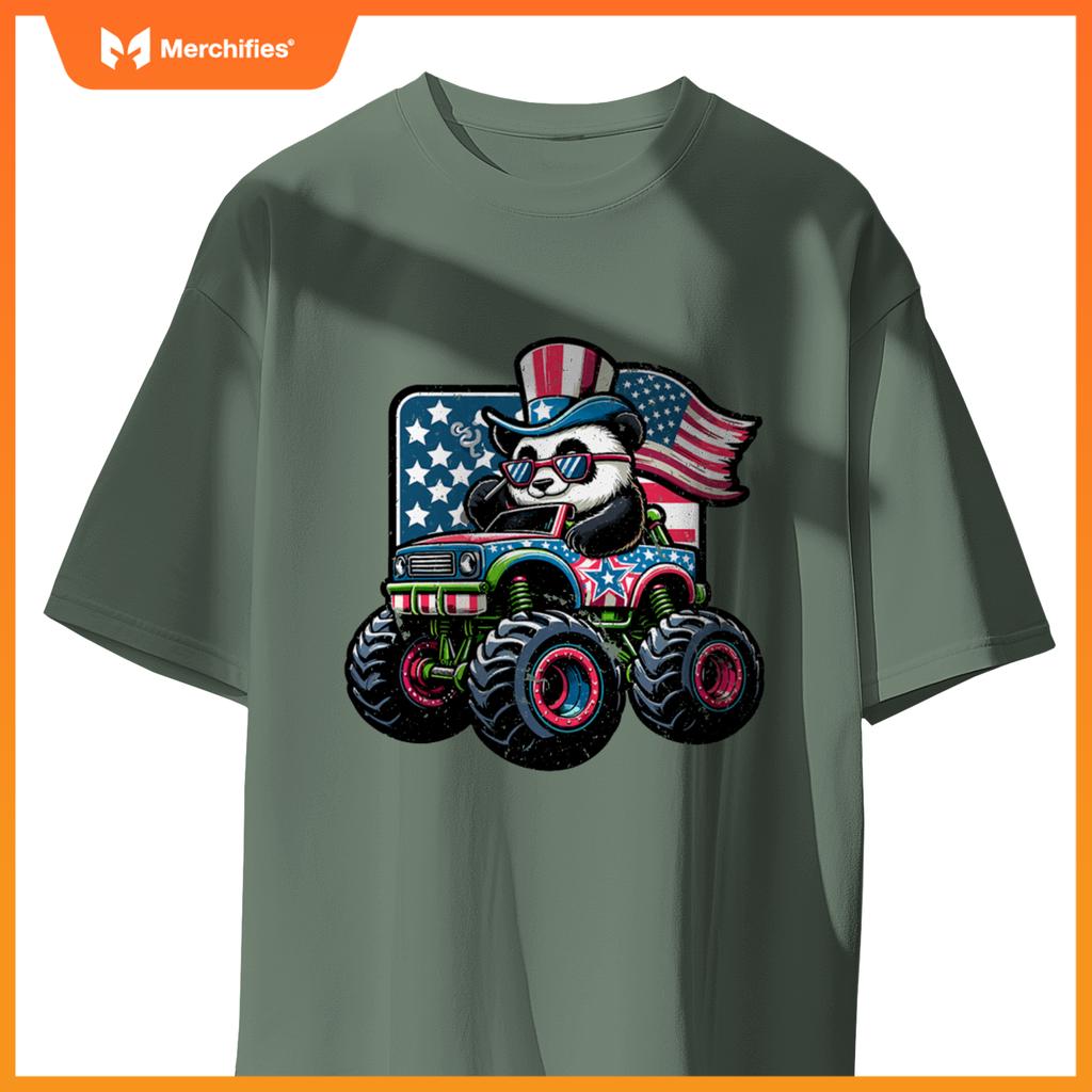 Patriotic panda 4th july monster truck american T-Shirt