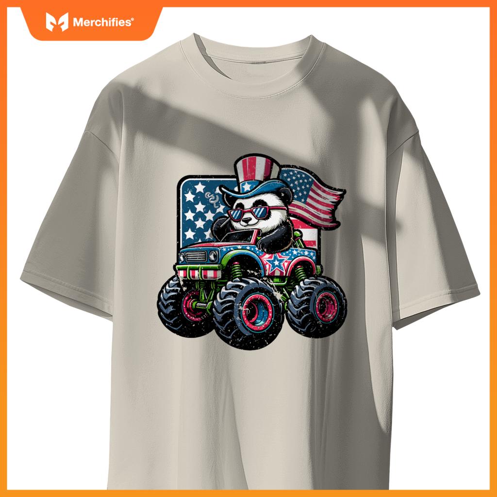 Patriotic panda 4th july monster truck american T-Shirt
