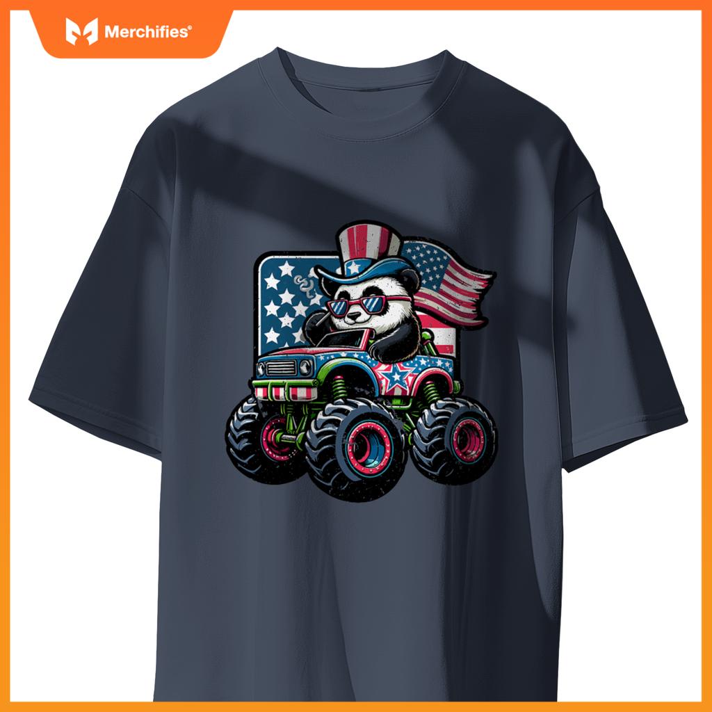 Patriotic panda 4th july monster truck american T-Shirt