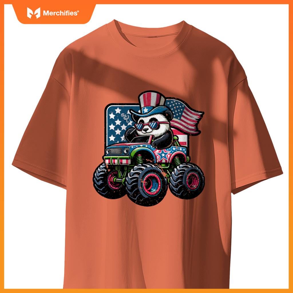 Patriotic panda 4th july monster truck american T-Shirt