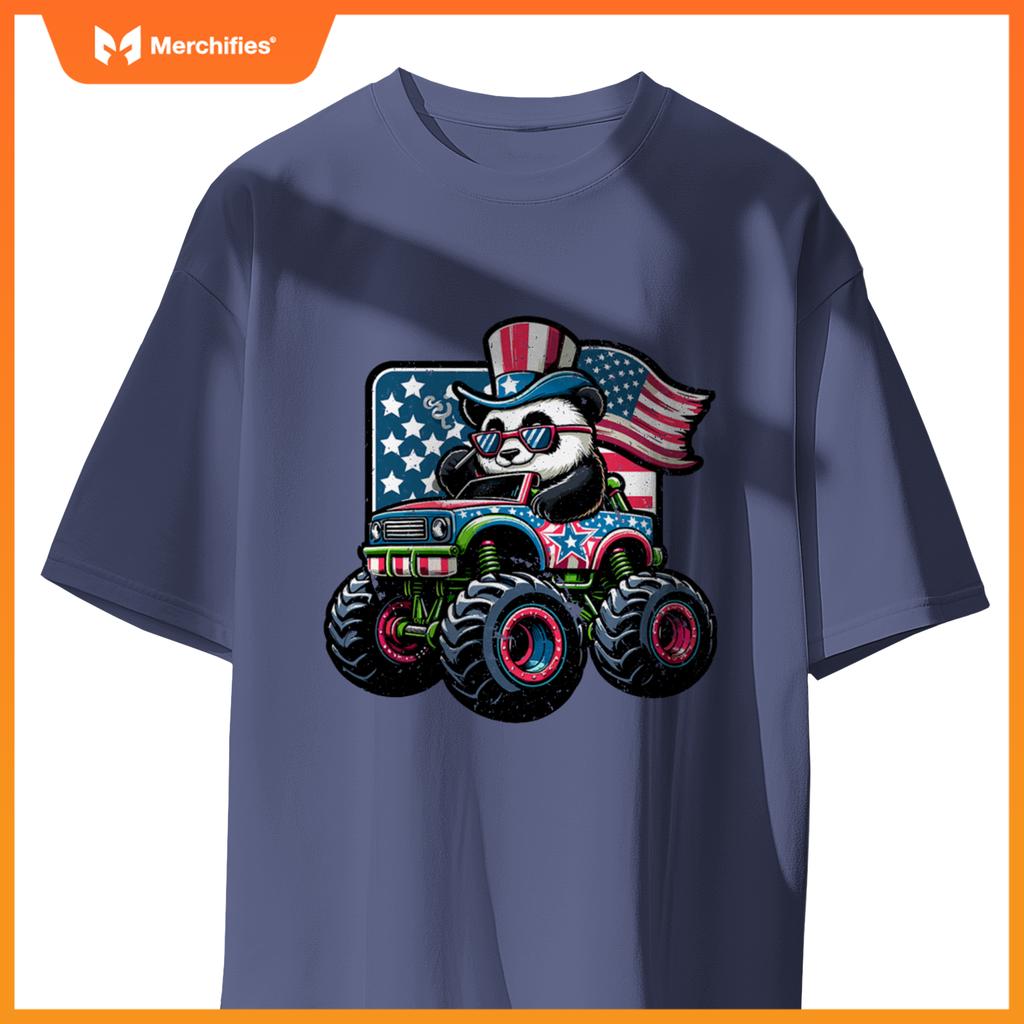 Patriotic panda 4th july monster truck american T-Shirt