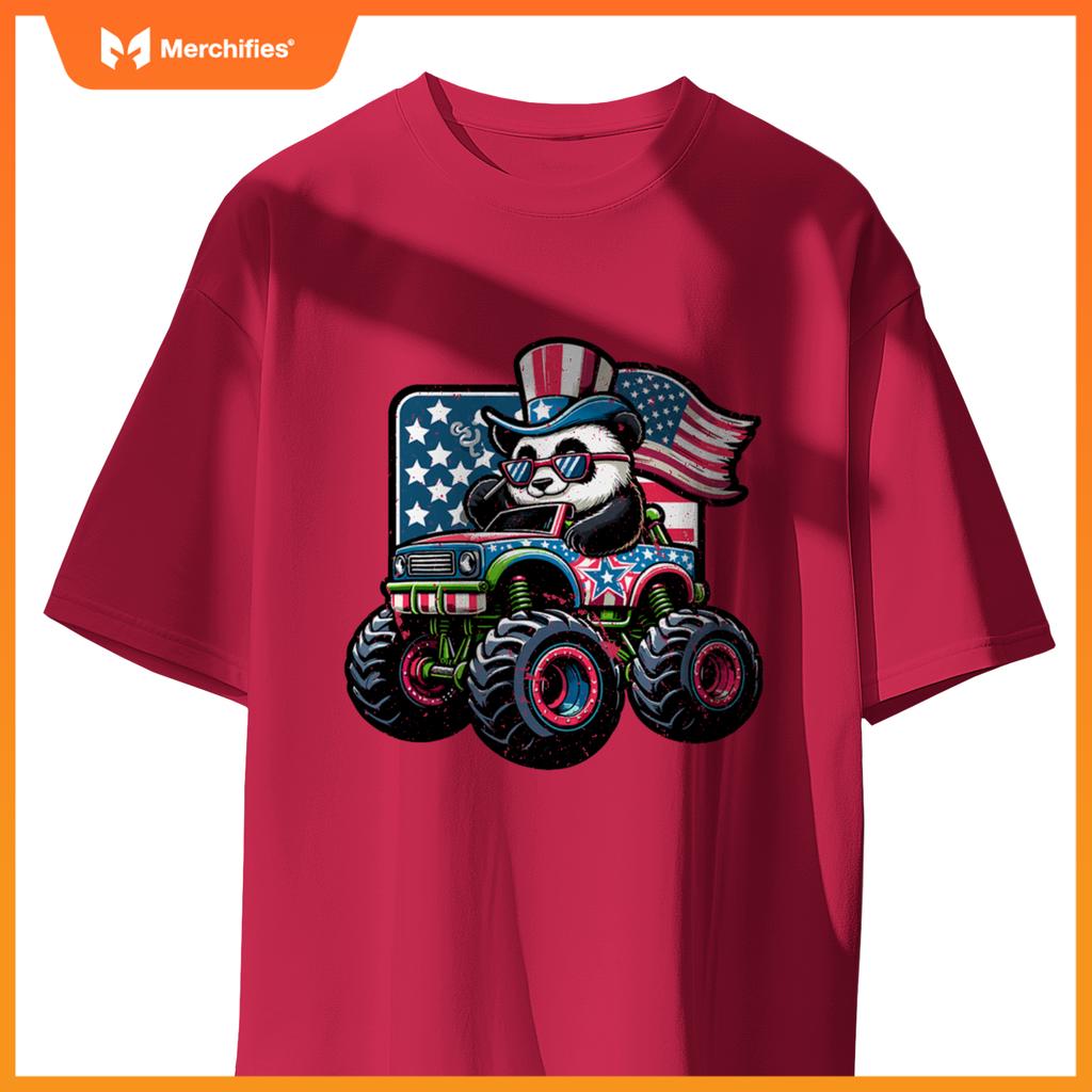 Patriotic panda 4th july monster truck american T-Shirt