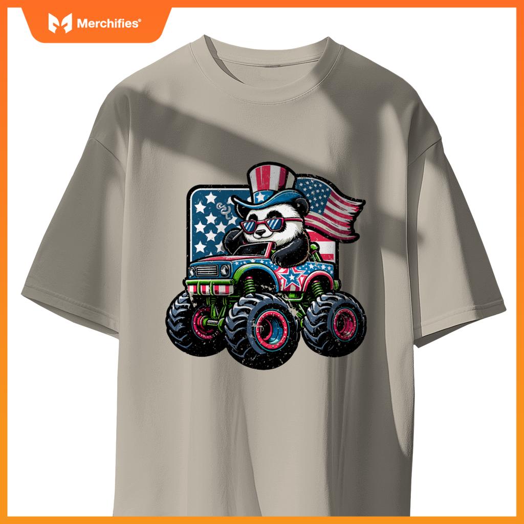 Patriotic Panda 4Th July Monster Truck American T-Shirt