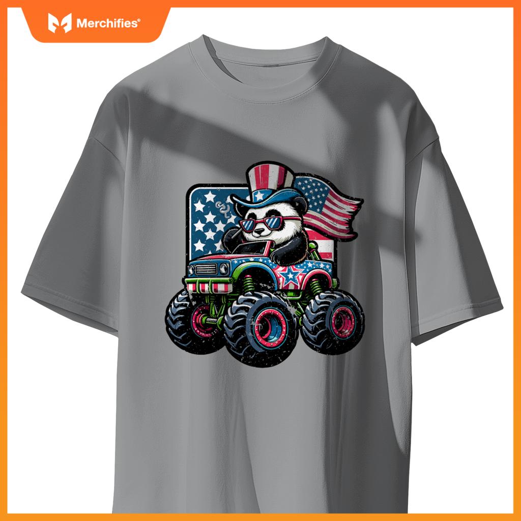 Patriotic Panda 4Th July Monster Truck American T-Shirt