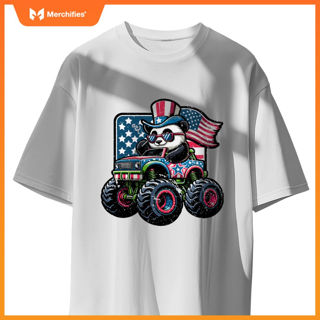Patriotic panda 4th july monster truck american T-Shirt