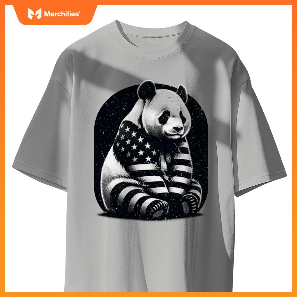 Patriotic panda vector usa flag T-Shirt