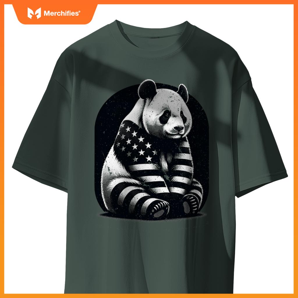 Patriotic panda vector usa flag T-Shirt