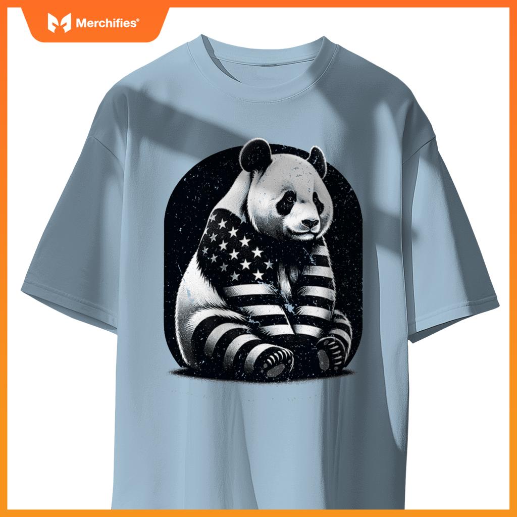 Patriotic panda vector usa flag T-Shirt