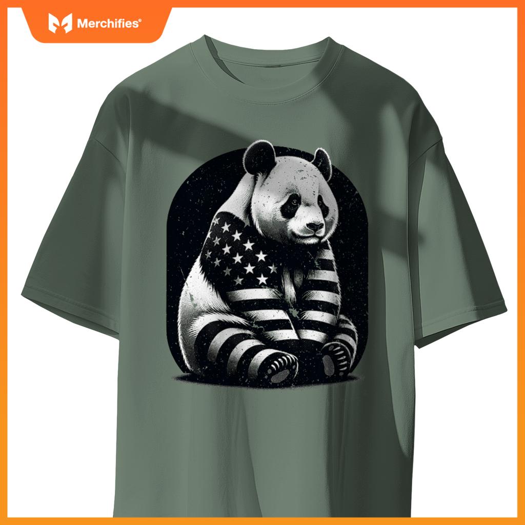 Patriotic panda vector usa flag T-Shirt