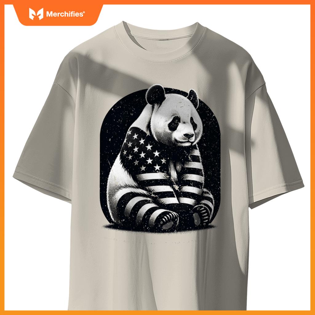 Patriotic panda vector usa flag T-Shirt